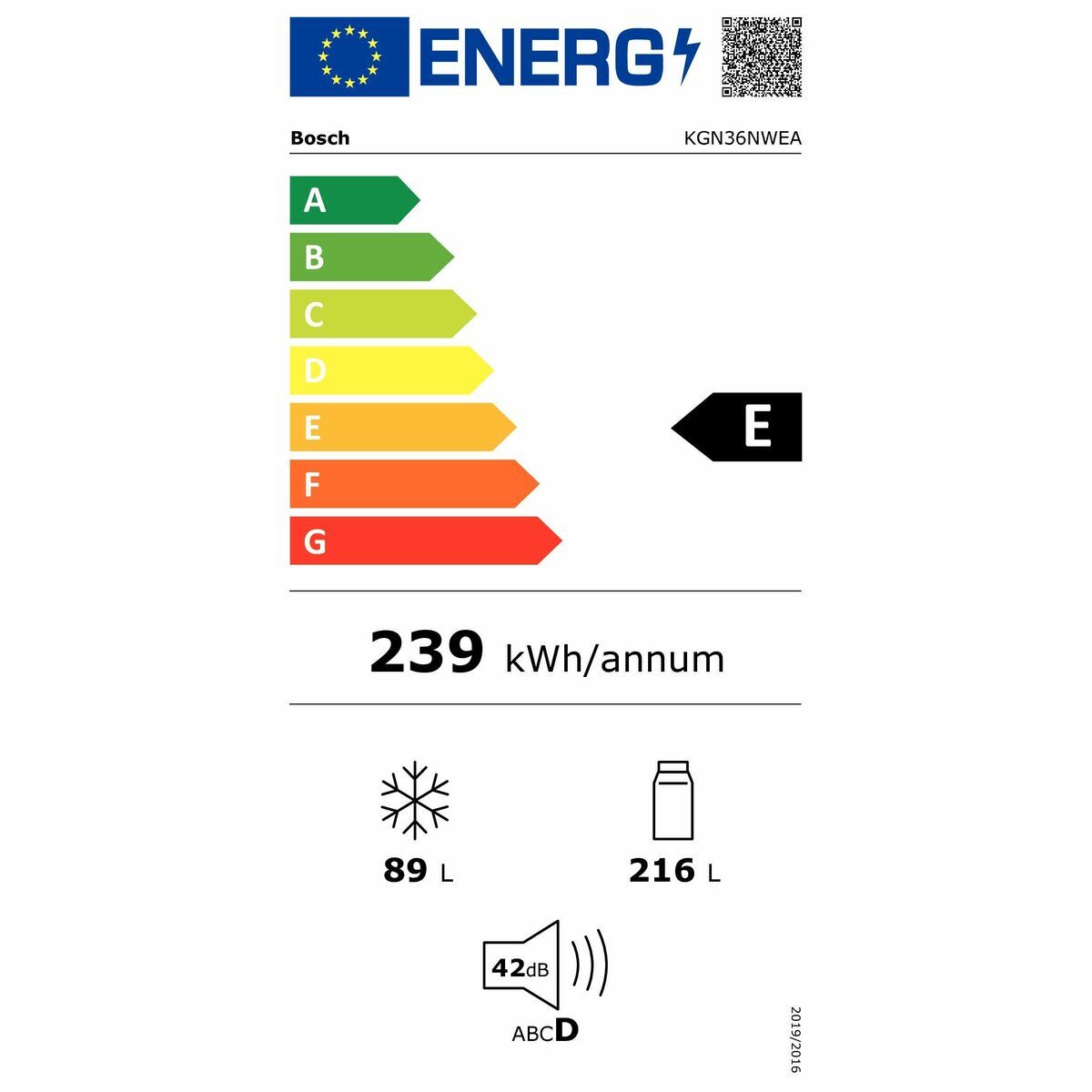 Réfrigérateur Combiné BOSCH KGN36NWEA Blanc