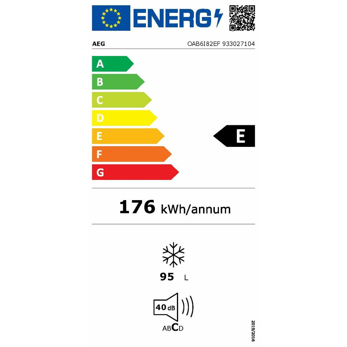 Congélateur AEG OAB6I82EF Blanc 95 L