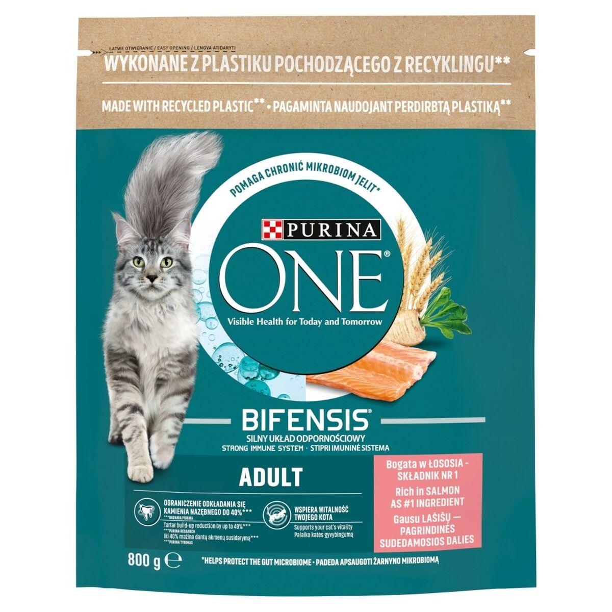 Aliments pour chat Purina One Bifensis Adult Adulte Saumon Poisson 800 g