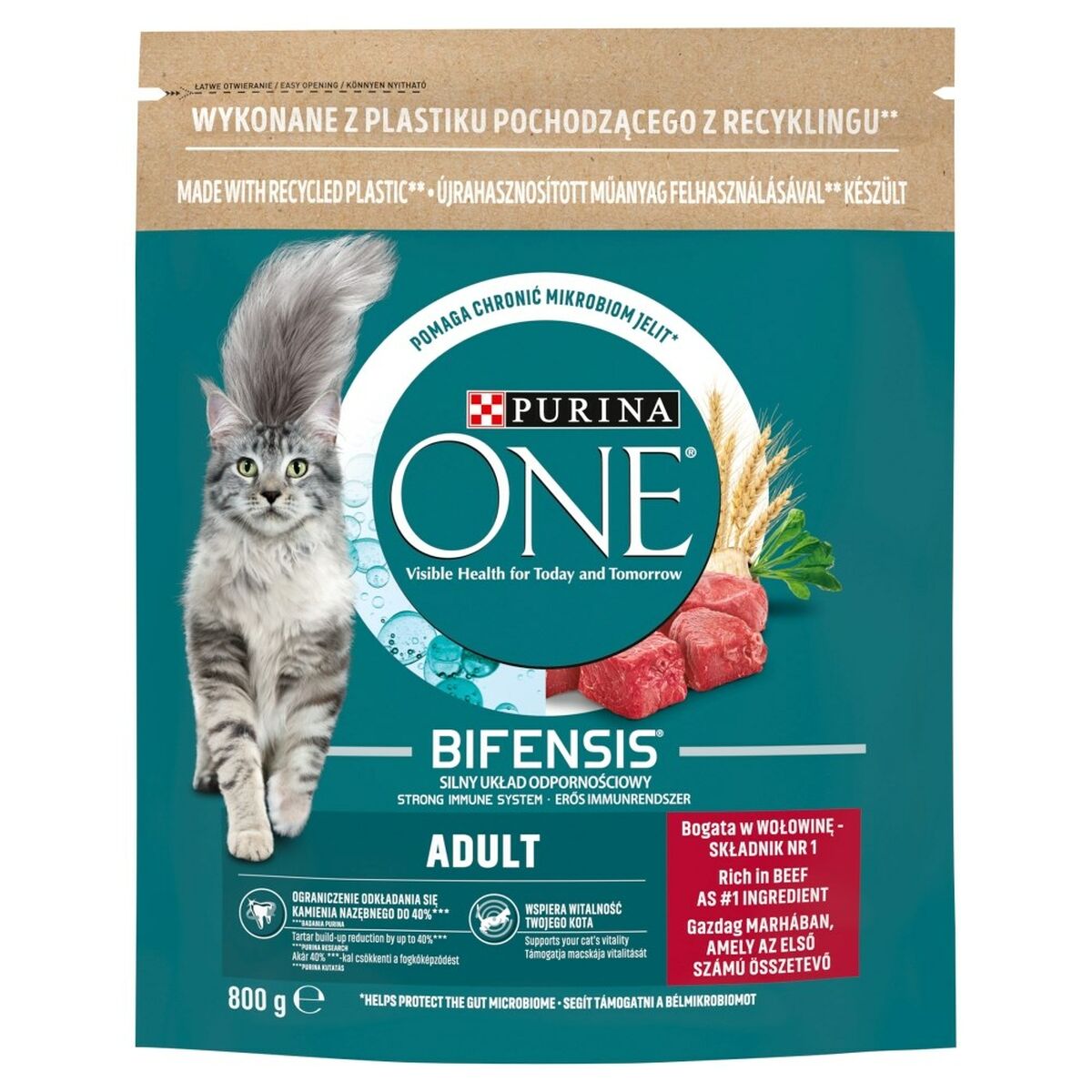 Aliments pour chat Purina One Bifensis Adult Adulte Veau Viande de bœuf 800 g
