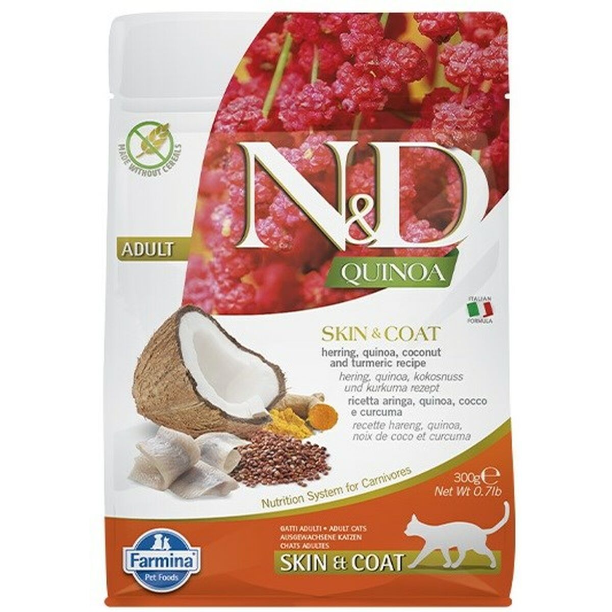Aliments pour chat Farmina Skin&Coat Adulte Coco Poisson Agneau 300 g