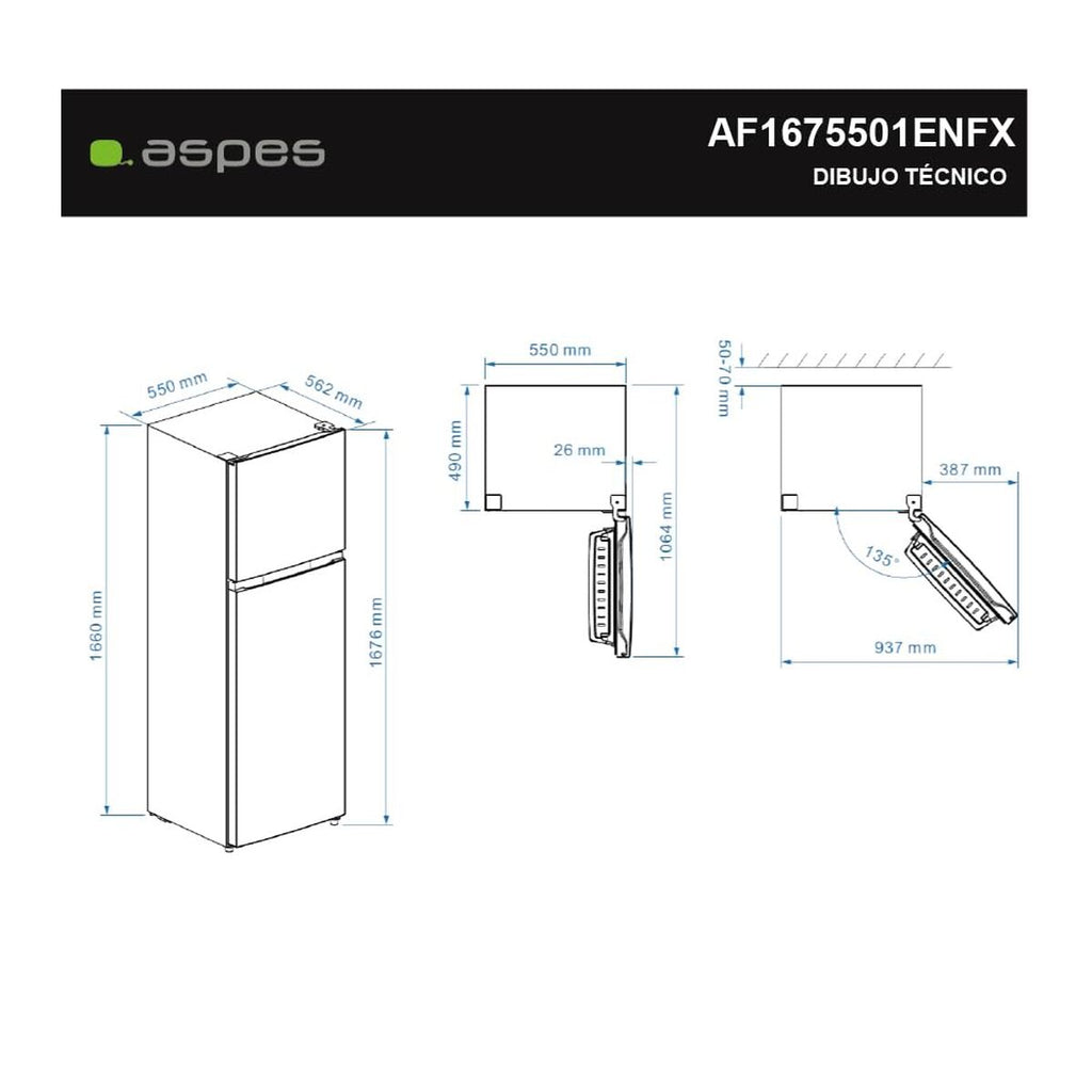 Réfrigérateur Combiné Aspes AF1675501ENFX