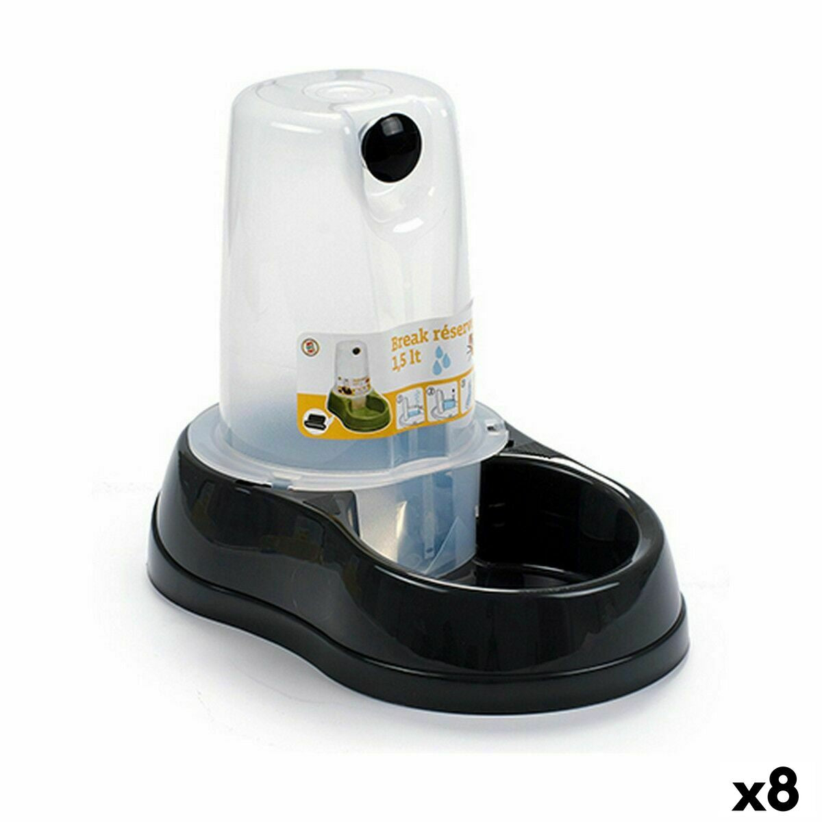 Fontaine à boire Stefanplast Anthracite Translucide Plastique 1,5 L (8 Unités)