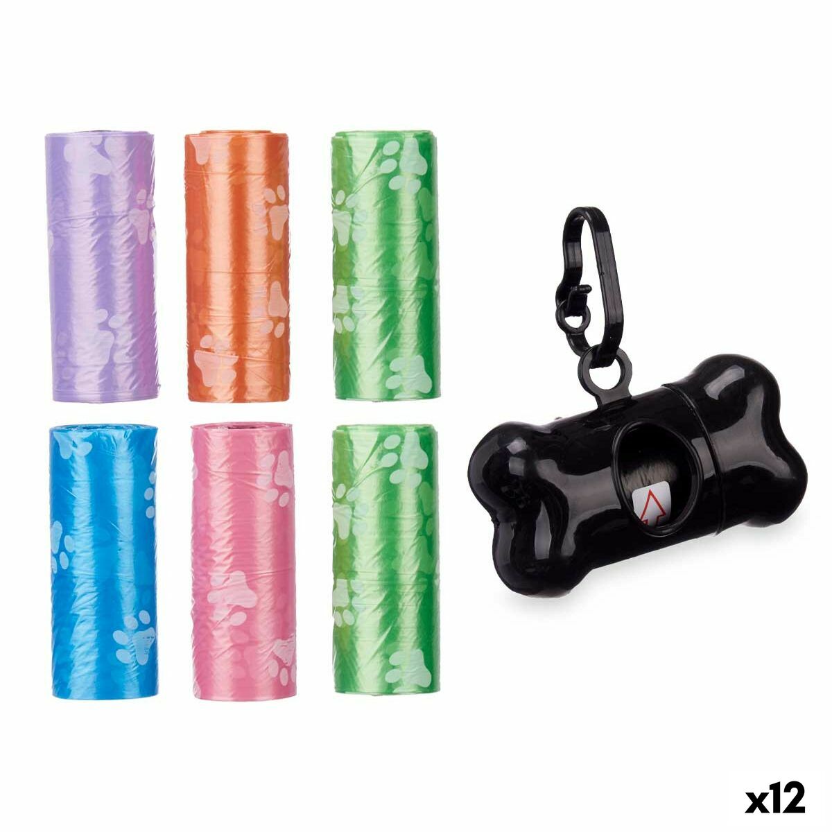 Distributeur de Sacs pour Animaux Domestiques Mascow Vert Rose Violet 8,5 x 28,5 x 2,5 cm 8,5 x 29 x 4 cm Lot (12 Unités)